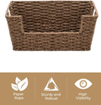 StorageWorks Round Paper Rope Woven Basket for Pantry Organizers and Storage, Stackable Pantry Storage Baskets for Shelves, Brown, 2-Pack