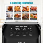 Air Fryer 6.2 QT Large Capacity Oilless Hot Air Fryers Oven 1500W Healthy Cooker with 8 Presets, Digital LCD Touch Screen, Visual Cooking Window, Non-Stick Basket, Included Recipe (Black-M)