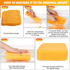 Tioncy 12 Pcs Large Sponges Bulk 7.5 x 5.5 x 1.9 Inch Grouting Car Wash Foam Cleaning and Washing Sponge Commercial Foam Large All Purpose for Cleaning Dishes Car Tile Bike (Yellow)