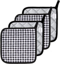 Joyhalo 4 Pack Pot Holders for Kitchen,Cotton Oven Holder with Great Heat Resistance,Non Slip Hot Pads for Kitchen Clearance,Black Buffalo Plaid