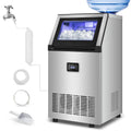 Ice Maker Commercial Ice Machine 200 lbs /24H, 33 lbs Large Storage Capacity Bin, Under Counter or Freestanding Ice Cube Makers Stainless Steel for Restaurant Bar Cafe