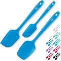 DI ORO Silicone Spatula Set - Rubber Kitchen Spatulas for Baking, Cooking, & Mixing - 600°F Heat-Resistant & BPA Free Silicone Scraper Spatulas for Nonstick Cookware - Dishwasher Safe (3pc, Blue)