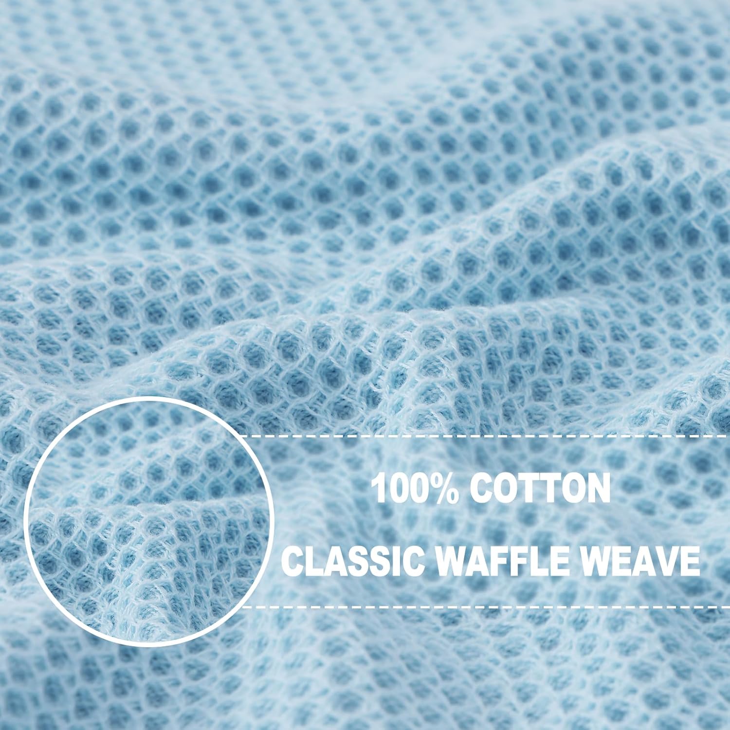 Homaxy 100% Cotton Waffle Weave Kitchen Dish Cloths, Ultra Soft Absorbent Quick Drying Dish Towels, 12 x 12 Inches, 8-Pack, Sky Blue