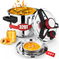 3-In-1 Stainless Steel Pressure Cooker 32 QT: [Save 70% Time] [3 PSI Settings], One-Hand Locking Pressure Canner, Induction Compatible, Glass Lid & Steamer Rack Included, Olla de Presion