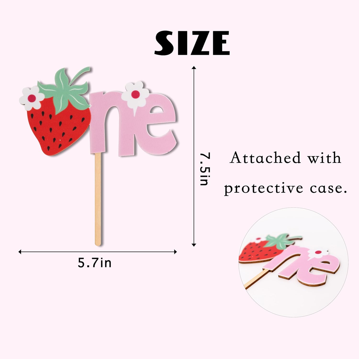 Strawberry One Cake Topper - Berry First Birthday Cake Topper, Berry Sweet One Birthday Cake Decoration for Party, Anniversary, Cake Smash, Photo Props...