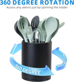 Utensil Holder,4-in-1 Large Kitchen Utensil Holder For Counter,Rotating Silverware Organizer Cooking Flatware Spoon Spatula Tool Cutlery Container Stainless Steel Caddy