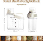 2 PCS Cereal Storage Containers, 1.5L/51oz Dry Food Rice Holder, Pet Dog Cat Food Dispenser with Measuring Cup, BPA Free Clear Plastic Kitchen Pantry Organization Bin, 1 Blue+1 White