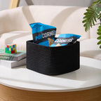 Small Organizing Baskets for Cubes Shelf, 9.7x9.7x7.1 Inch Rope Woven Storage Bins for Nursery Shelves Storage, Cute Toy Basket, Square 3 Packs Black