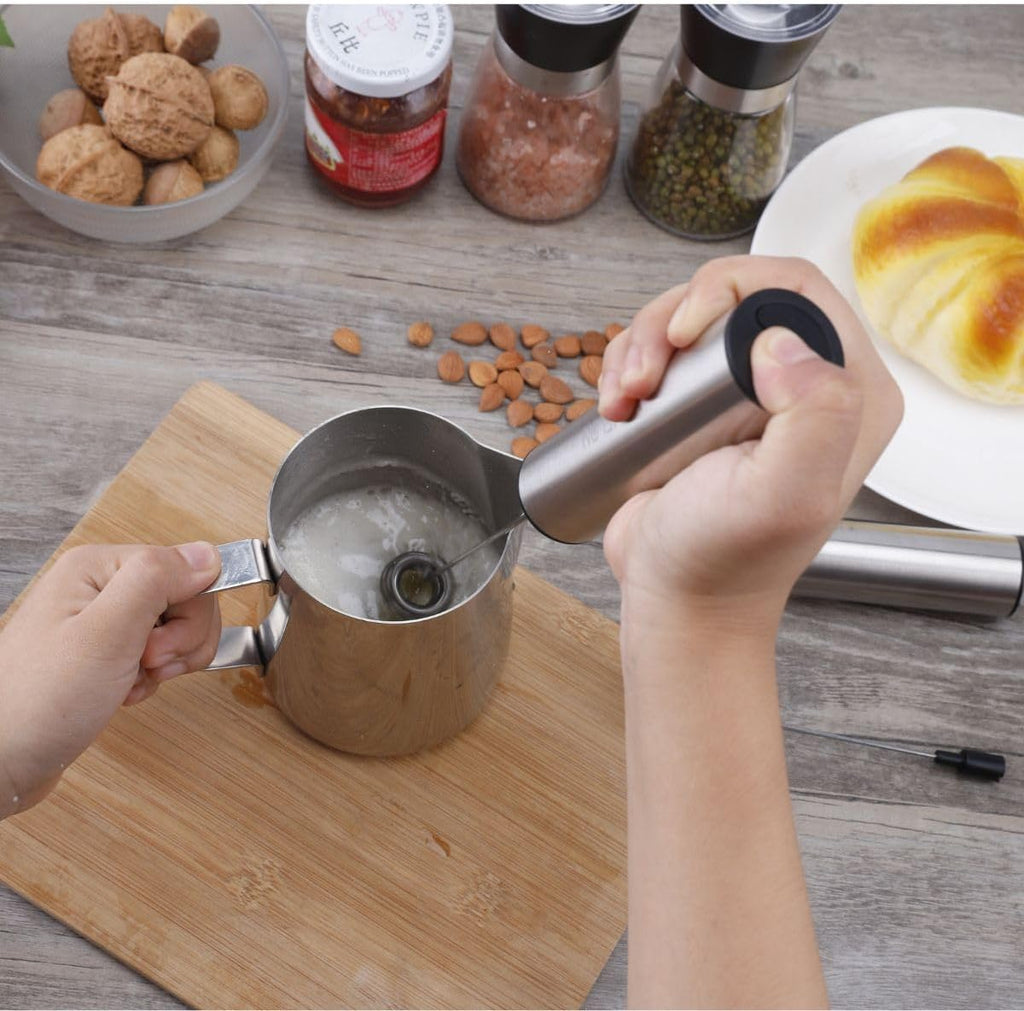 Milk Frother,Rechargeable 3 Speed Electric Coffee Foamer for Travel, Handheld Drink Mixer for Latte, Cappuccino, Coffee, Eggs, Hot Chocolate, Protein,Silver