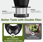Cold Press Slow Juicers for Carrot Celery Ginger Beet, Electric Coffee Grinder, 250W Masticating Juicer Machine Vegetables Fruit Juice Extractor Easy To Clean Quiet Juicer BPA-Free Reverse Function