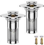 Bathroom Sink Drain Strainer,Universal Pop-Up Sink Stopper Hair Catcher, Anti-Clog Stainless Steel Drain Filter Basket, Removable Sink Drain for Bathroom Sink Stopper Replacement