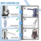 Yofidra Soap Dispenser for Kitchen Sink: Built in Sink Soap Dispenser Pump, Brushed Nickel Stainless Steel Sink Soap Dispenser with 47” Tube Kit Fit for Kitchen Bathroom in Counter