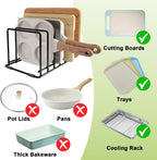 2-Pack Baking Sheet Organizer Rack – 5-Slot Bakeware & Cookie Tray Holder for Kitchen Cabinet or Countertop, Compact Stainless Steel Cutting Board Rack with Rust-Resistant Frame & Anti-Slip Feet