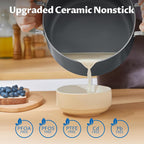 8 Quart Pot with Lid, BEZIA Ceramic Nonstick Stock Pot with Lid, Induction Ready, Large Cooking Pot with Silicone Handle, Compatible with All Cooktops, Dishwasher Safe