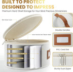HOMELUX THEORY Saucer Plate Storage Box, 2pc Ivory Hard Shell China Storage Containers Thick Surfaces Lid & 24 Felt Pads, Heavy Duty Moving Box with Handles for Dishes, Dinner Plate, & Dinnerware