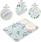 Blue Grey Olive Leaves Dish Drying Mat for Kitchen Counter Absorbent Microfiber Drying Pad, Large 18x24 in, Reversible Drainer Mats