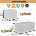 Set of 12 Drawer Organizer, Fabric Closet Organizer and Storage Baskets,Foldable Drawer Divider for Clothing,Sock,Ties,Underwear Drawer Organizers,Set of Cabinet Storage Boxes (White)