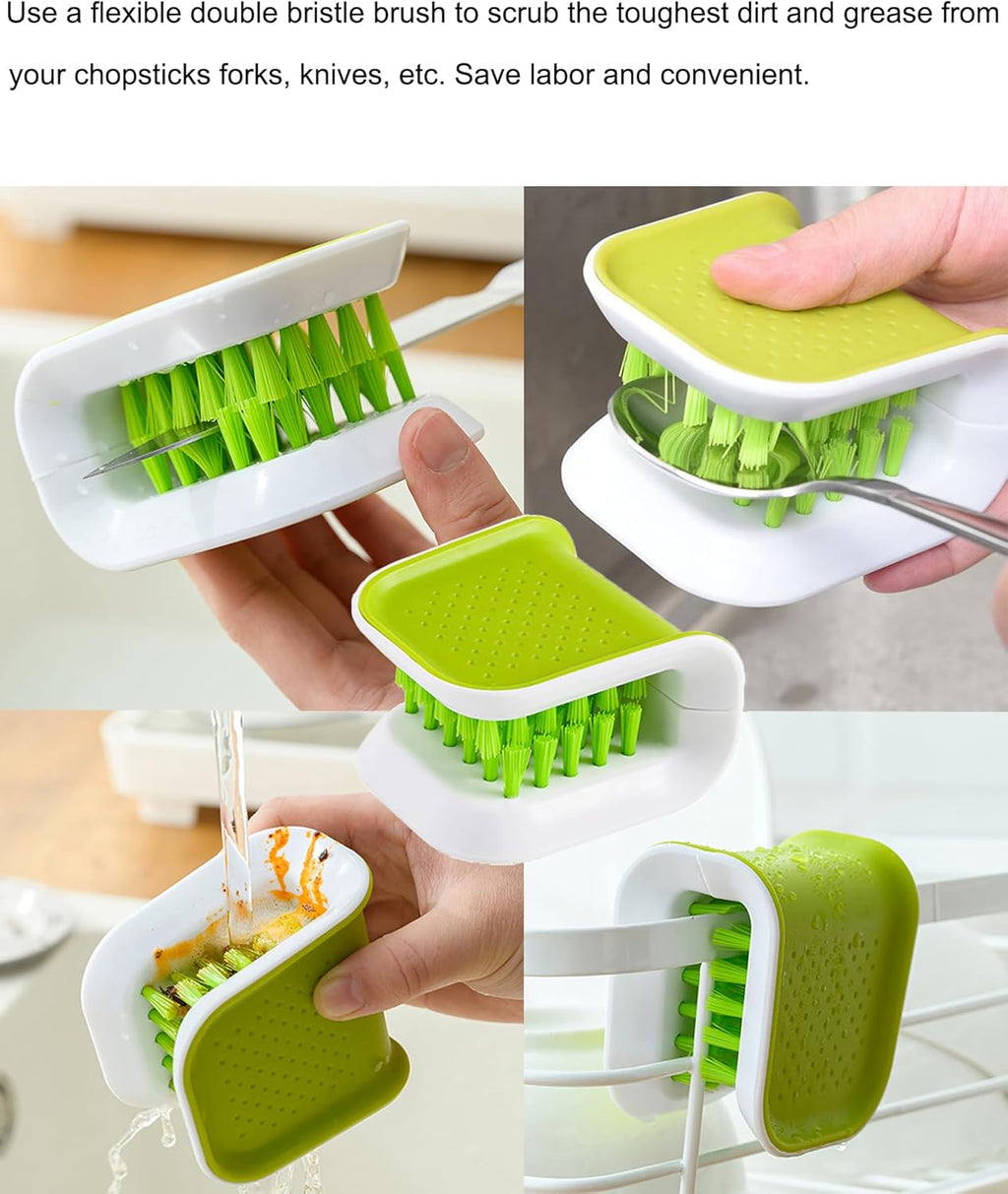 Blade Knife Cleaner Kitchen Washing Brush Chopsticks Cutlery Cleaning Brush Double-Sided Scrubber Multifunctional Knife Sponge