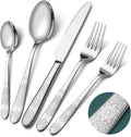 40 Piece Flatware Set, Service for 8, EIUBUIE Premium Stainless Steel Cutlery Set, Mirror Polished Silverware Sets with Pattern Handle, Modern Kitchen Eating Utensils Sets