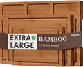 Kikcoin Bamboo Cutting Boards for Kitchen, (Set of 3) Kitchen Chopping Board with 3 Built-In Compartments and Juice Groove Heavy Duty Serving Tray Wood Butcher Block and Wooden Carving Board, Brown