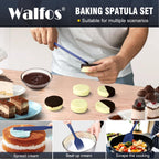 Walfos Silicone Spatula Set (5pcs) - 600℉ High Heat Resistant Kitchen Spoon Navy Blue Spatulas for Cooking Mixing & Baking, Strong Steel Core and One-Pieces Seamless Design, BPA Free Dishwasher Safe