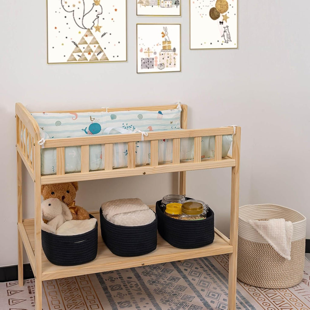 CubesLand Black Baskets Bins for Organizing,Small Woven Storage Baskets for Shelves,Cute Closet Cube Bins Set 3,Baby Nursery Toys Cube Bin,Home Decor Organization Storage