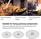Splatter Screen for Cooking - Stainless Steel Grease Splatter Guard for Frying Pan, No Cooking Oil Mess No Burns, Ultra Fine Mesh Lids Set of 3(10", 11.5", 13")