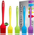 Anaeat High Heat Resistant Silicone Basting Pastry Brush Set of 5- Hygienic One-Pieces Design Spread Oil Butter for BBQ Grill Barbecue Baking Kitchen Cooking - BPA Free & Dishwasher Safe (10"+8.2")