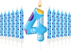 13PCS Blue Dog Paw Birthday Candles Set Cake Topper Numeral Birthday Candles for Boy Girl Dog Paw Decoration(Number 4)