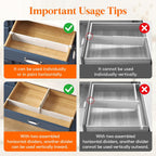 Lifewit Hanging Kitchen Drawer Dividers 3.1" High, 10-17" Adjustable Drawer Organizers for Utensils, Expandable Dresser Separators in Kitchen/Bedroom/Bathroom/Vanity/Office, White(6 Pack)