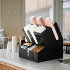 CURTA Modern Organized Coffee Condiment Organizer, 10-Compartment Coffee Condiment Station,Countertop Organizer for Home, Kitchen, Restaurant, Bar, Breakroom, Office