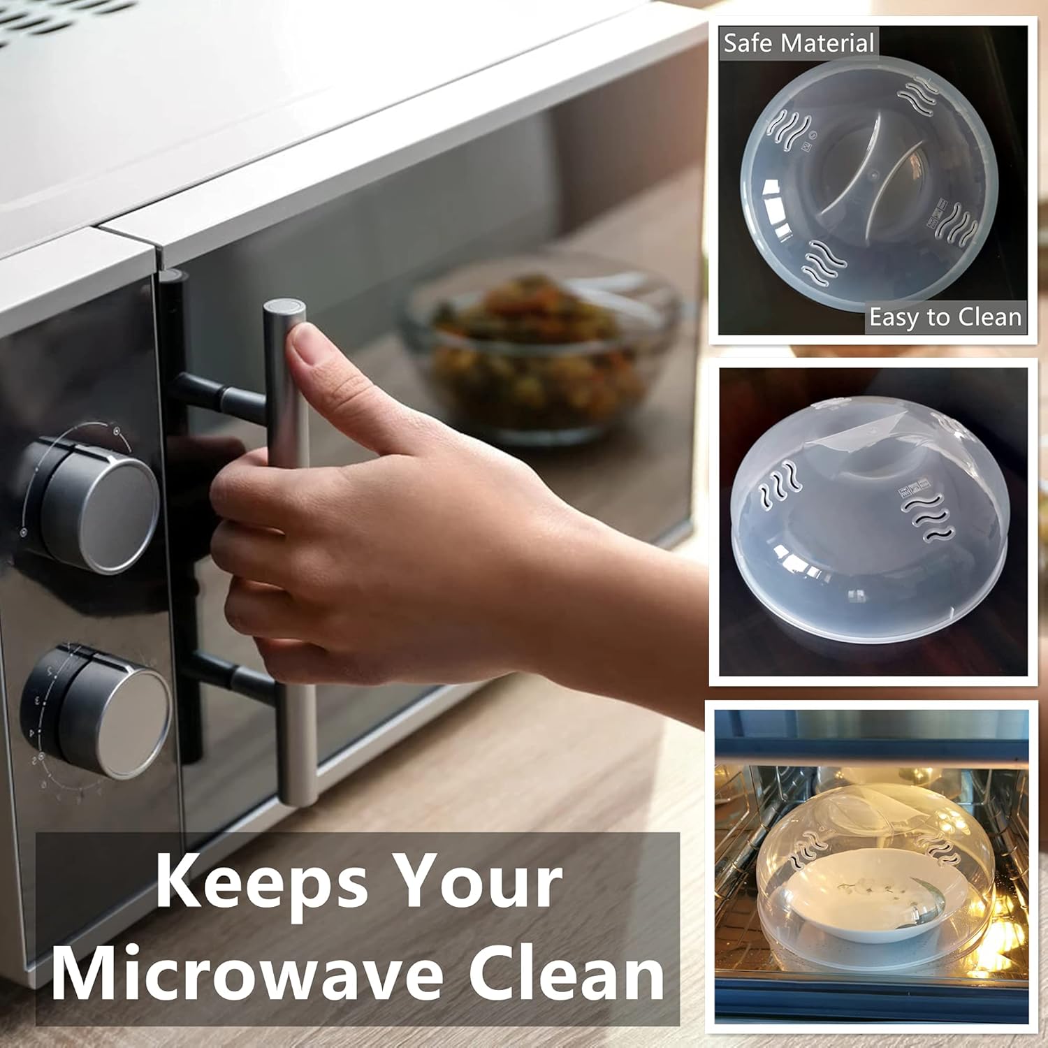 Microwave Splatter Cover for Food Large Microwave Plate Food Cover With Easy Grip Handle Anti-Splatter Lid With Enlarge Perforated Steam Vents,11.5 Inch,BPA Free & Dishwasher Safe