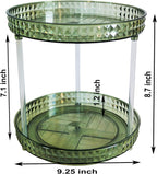 2 Tier Diamond Lazy Susan Bathroom Organizer Countertop, 9.25Inch Clear 360 Rotating Makeup Organizer for Cabinet, Kitchen, Pantry, Countertop, Bathroom, Skincare Perfume Organizer and Storage