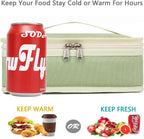 FlowFly Small Insulated Lunch box Portable Soft Bag Mini Cooler Thermal Meal Tote Kit with Handle for Work & School, Light Matcha