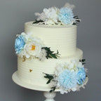 Rinlong 3Pcs Pre-made Baby Blue Cake Decorating Flowers Cake Toppers Cake Decorations Wedding Decor Birthday Bridal Shower Cake Topper