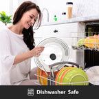 Universal Lid for Pots and Pans - One Size Fits All 8.25-12 Inch Pots Frying Pans Skillets Woks, Replacement Pot Lid with Upgraded Heavy Duty Heat Resistant Silicone Handle, Black