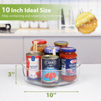 GUZON 4 Pack Lazy Susan Turntable for Cabinet, 10 Inch Lazy Susan Organizer with Handles and High Sides, Clear Rotating Organizer for Kitchen, Pantry, Dresser, Refrigerator, Bathroom, Table, Fridge