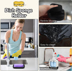 Yasmen Silicone Bathroom Soap Dishes, Sink Sponge Holder for Kitchen, 2Pcs Rubber Soap Dish with Drain, Shower Soap Sponge Tray, Sink or Counter Organizer for Bar Soap, Dish Soap Dispenser-Black/White