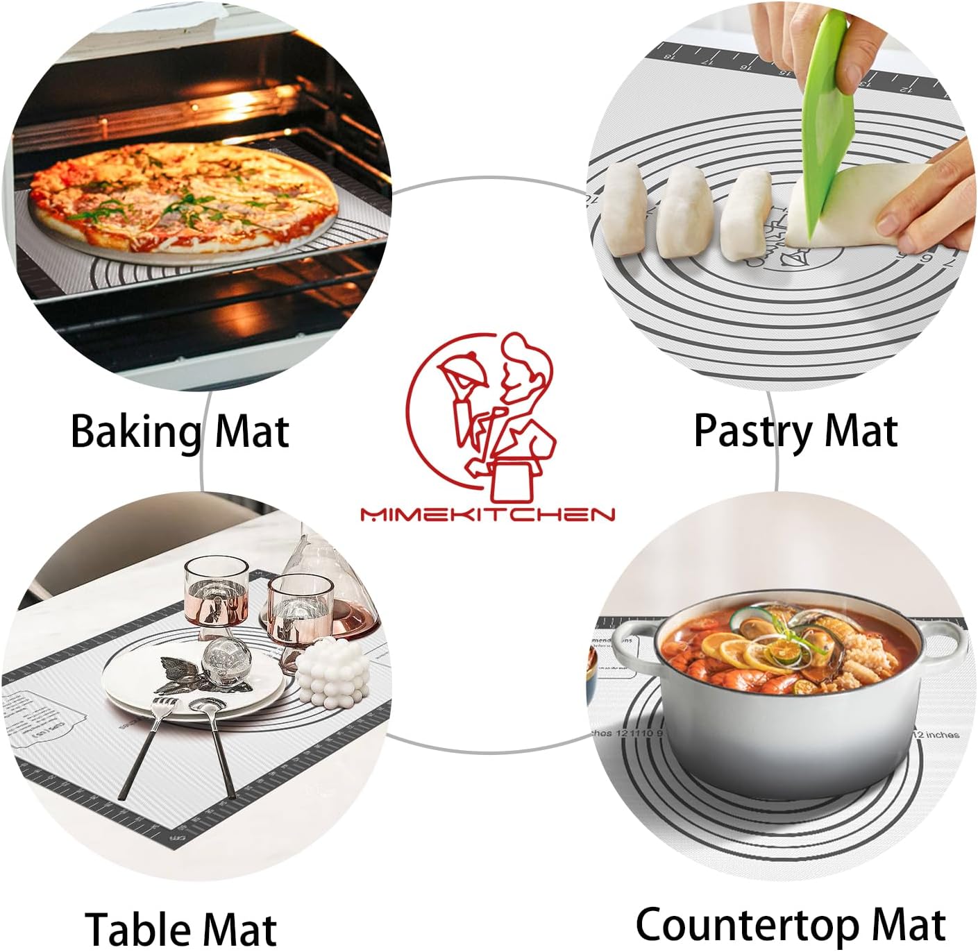 Non Stick Silicone Pastry Mat,Silicone Dough Rolling Mat Baking Mats Silicone for Baking Sheets Large Silicone Mat for Baking Fondant Pie Crust Pizza and Cookies Mat Heavty Duty Kitchen Counter Mat