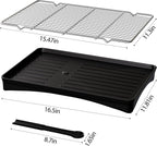 304 Stainless Steel Dish Drying Rack- Space-Saving Dish Rack, Dish Racks for Kitchen Counter, Fruit and Vegetable Drain,11.8''W x 16.5''L, Black