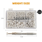 Kasvan silver Mix Sugar Sprinkles - Edible Candy Pearls with 4-Claw Sprinkle Pen,118g/4.16 Oz, Gift Box Pack, Baking Cake Decorations, Ice Cream Toppings and Cookie Decorating, Wedding Party Chirstmas Supplies