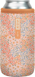 Sok It CanSok Sleeve for Beer & Soda Insulated Neoprene Cover (Dainty Florals, 16oz Can Sleeve)