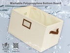StorageWorks Storage Baskets for Shelves, Foldable Fabric Closet Storage Bins with PU Handles, Fabric Storage Bins Clothes Organizer, Ivory White, 3-Pack, Extra Large