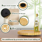 Lazy Susan Organizer, 9 Inch Non-Skid Bamboo Lazy Susan for Table Storage Napkin Holder Vase, Wood Turntable for Kitchen Countertop Organizer