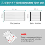 BBXTYLY Extra Expandable Roll Up Dish Drying Rack,Over The Sink Drying Rack Sink Cover Kitchen Sink Accessories Kitchen Rolling up Stainless Steel Drainer, Foldable,Rollable（Black，22.8''-12.4''）