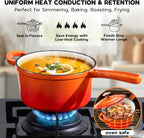 2 Quart Saucepan with Lid, Onader Enameled Cast Iron Sauce Pan, Small Cooking Sauce Pot, Enamel Dutch Oven Pot Nonstick – Sunset Orange