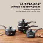 SENSARTE 1.5 & 2.5 Quart Sauce Pan Sets with Lid, Cooking Pots Set, Nonstick Saucepan Set with Pour Spout, Small Kitchen Pot, Non toxic Saucepot, Induction Comptable, Easy to Clean, PFOA Free