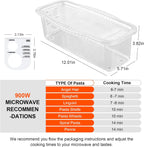 Microwave Pasta Pot with Strainer Lid & Measuring Cup Clip Quickly Cook 1-4 Servings-No Mess, Sticking or Waiting For Boil, Pasta Cooker in Microwave for Dorm Kitchen Office College Essential