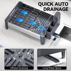 Expandable Dish Drying Rack, Stainless Steel Dish Rack with Aluminum Frame, Dish Drainer for Kitchen Counter, Space Saving Kitchen Drying Rack with Movable Utensil Holder,Gray
