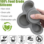 Silicone Egg Bite Molds- 4 Cups Air Fryer Egg Mold, Silicone Egg Molds Ideal For Muffins, Cakes, Pies, Breads (2 Pcs Red + Gray)